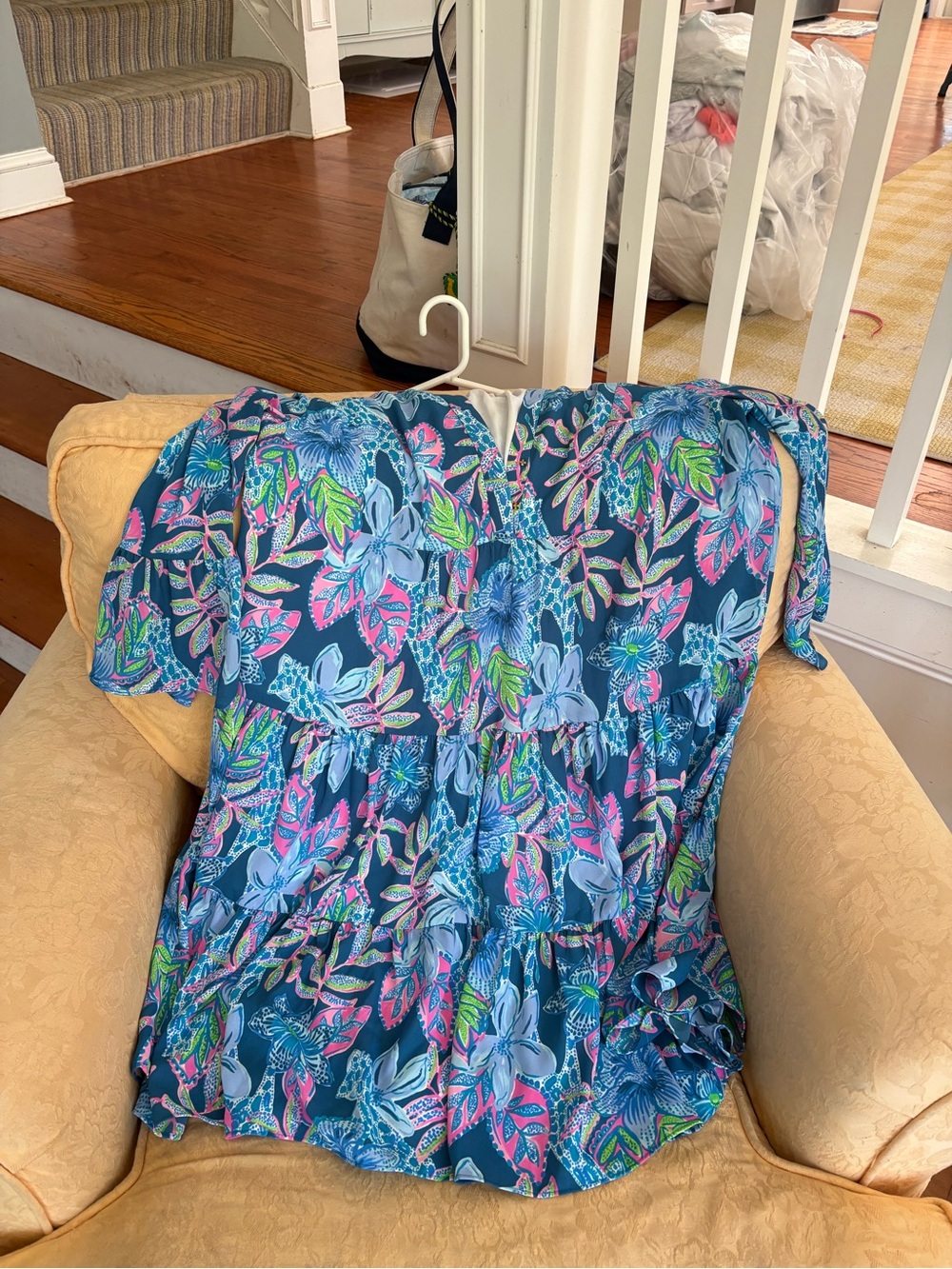 Lilly Pulitzer Navy Floral Mini Dress with Pink, Blue & Green Accents - Picture 3 of 4